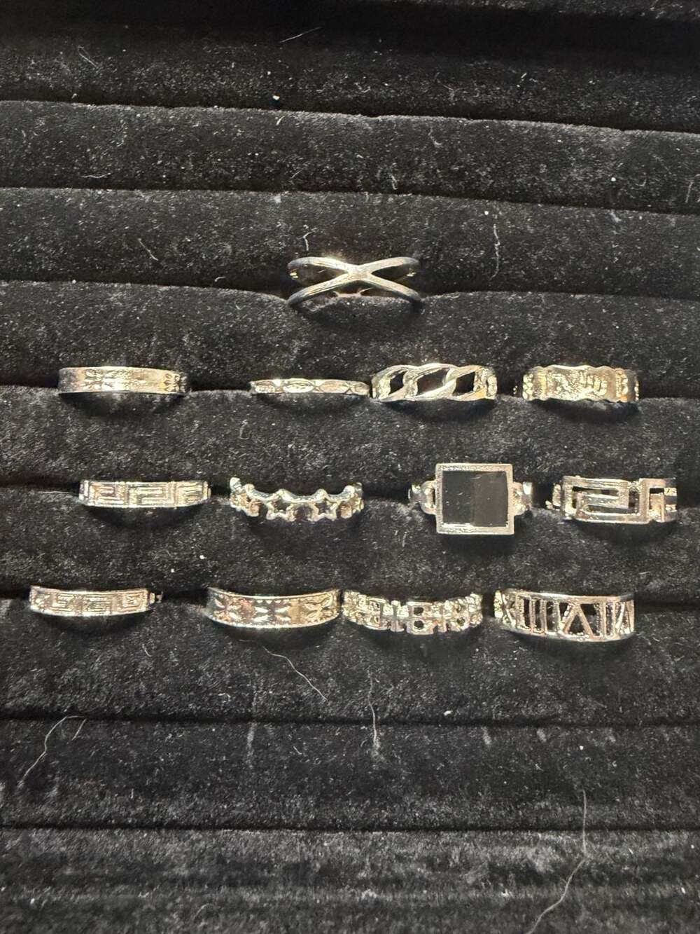 Assorted Silver Tone stacking Fashion Rings Lot of 12 Finger , Thumb , knuckle